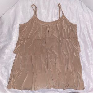 INC Tan Ruffle NWT Spaghetti Strap Tank